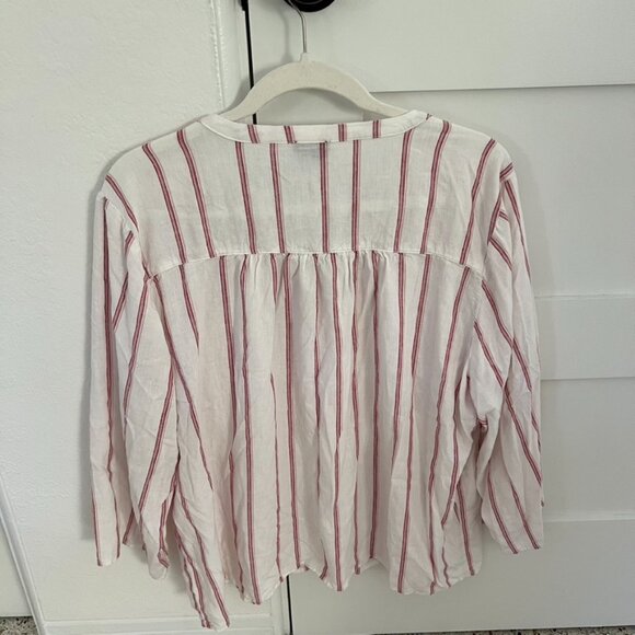 Splendid Women's V-Neck blouse white pink/red striped 3/4 sleeve size xxl - Picture 4 of 5